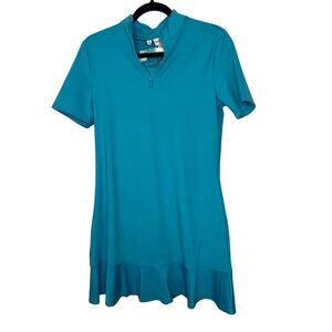 New Tommy Bahama Short Sleeve Golf Dress Bright Blue Flounce Hem Women's Size M